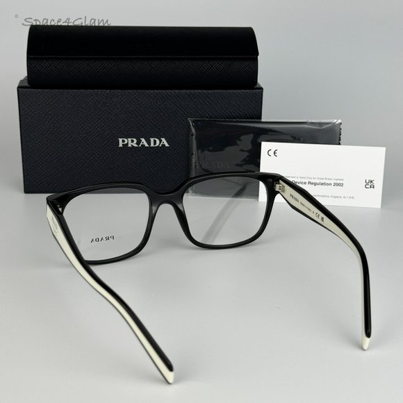 NEW Prada PR17ZV 1AB1O1 Black Square Women Eyeglasses - Picture 5 of 10